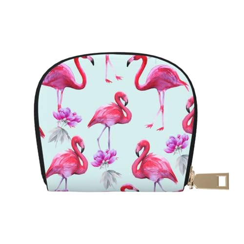 VGFJHNDF Klassische Geldbörse aus Leder mit Totenkopf-Aufdruck und Kartenhalter – stilvolles Geschenk für Männer und Frauen, Pink Flamingos, Einheitsgröße von VGFJHNDF