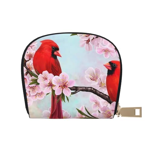 VGFJHNDF Klassische Ledergeldbörse mit Kartenhalter, Motiv: Sonnenblumen, Sonnenuntergang, Sonnenlicht, Landschaft, bedruckt, stilvolles Geschenk für Männer und Frauen, Red Birds Branch Blossom, von VGFJHNDF