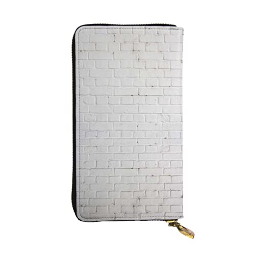 VGFJHNDF Lange Ledergeldbörse mit Blumenmuster, 12 Kreditkartenfächer, 4 Geldfächer, 1 Münzfach mit Reißverschluss, Altweiße Ziegelmauer, Einheitsgröße von VGFJHNDF