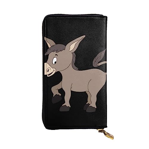 VGFJHNDF Lange Ledergeldbörse mit Marmor-Aufdruck, 12 Kreditkartenfächer, 4 Geldfächer, 1 Münzfach mit Reißverschluss, Cartoon-Esel, Einheitsgröße von VGFJHNDF