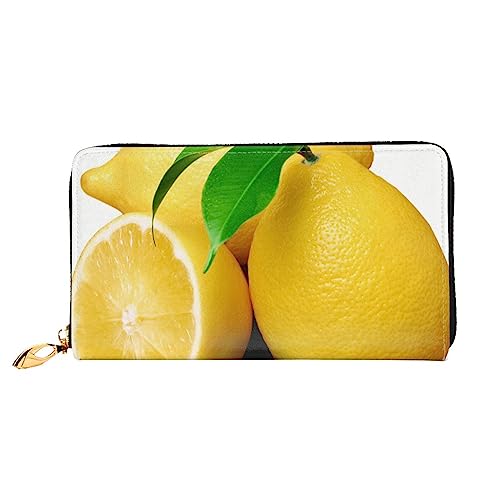 VGFJHNDF Ledergeldbörse mit Sonnenblumen-Motiv und gelben Blumen, stilvolle lange Jacke, Geldbörse, 12 Kartenfächer, 4 Geldfächer, 1 Münzfach mit Reißverschluss, zitronengelb, Einheitsgröße von VGFJHNDF