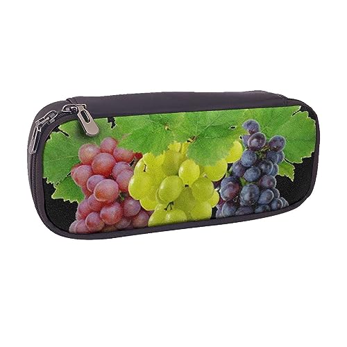 VGFJHNDF Lollipop Leder Federmäppchen Flip Pencil Box College Schule Stifttasche Tasche Büro Make-up Tasche Organizer für Männer Frauen Mädchen Jungen, grape, Einheitsgröße, Make-up-Tasche von VGFJHNDF