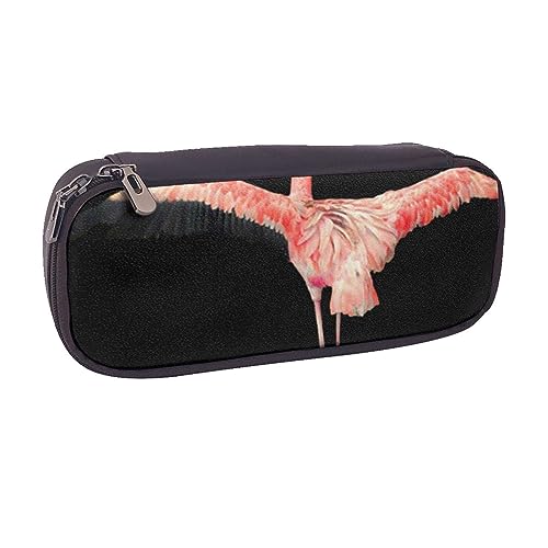 VGFJHNDF Lustiges Federmäppchen aus Leder mit Ananas-Motiv, zum Aufklappen, für Schule, Schule, Büro, Make-up-Tasche, Organizer für Männer, Frauen, Mädchen, Jungen, Flamingo, Einheitsgröße, von VGFJHNDF