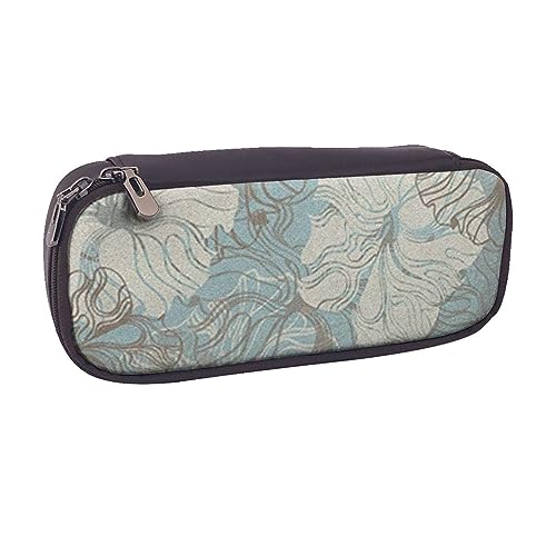 VGFJHNDF Mädchen Fahrrad Schmetterling Leder Federmäppchen Flip Bleistift Box College Schule Stifttasche Beutel Büro Make-up Tasche Organizer für Männer Frauen Mädchen Jungen, Blue Grace Floral, von VGFJHNDF