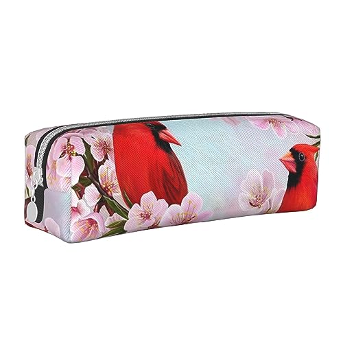 VGFJHNDF Niedliches Federmäppchen aus Leder, mit Reißverschluss, minimalistisches Federmäppchen und Make-up-Tasche für Männer, Frauen, Mädchen, Jungen, Red Birds Branch Blossom, Einheitsgröße, von VGFJHNDF