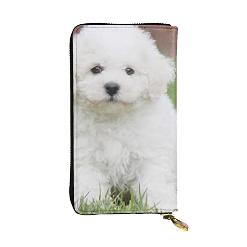 VGFJHNDF Oodles of Poodles bedruckte lange Ledergeldbörse, 12 Kreditkartenfächer, 4 Geldfächer, 1 Münzfach mit Reißverschluss, Bichon Frisé Hund, Einheitsgröße von VGFJHNDF