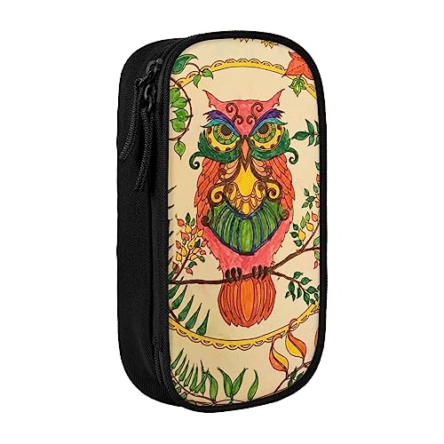 VGFJHNDF Owl Beliefs Federmäppchen mit Fach für Büro, Uni, Schule, Erwachsene, Teenager, Mädchen, Jungen, Schwarz, Schwarz , Einheitsgröße, Make-up-Tasche von VGFJHNDF