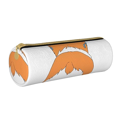 VGFJHNDF Palmblatt-Leder-Federmäppchen, rund, mit Reißverschluss, minimalistisches Federmäppchen und Make-up-Tasche für Männer, Frauen, Mädchen, Jungen, Funny Corgi Butt Brown, Einheitsgröße, von VGFJHNDF