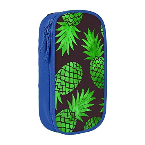 VGFJHNDF Pineapple Art Federmäppchen mit Fach für Büro, Uni, Schule, Erwachsene, Teenager, Mädchen, Jungen, Schwarz, blau, Einheitsgröße, Make-up-Tasche von VGFJHNDF