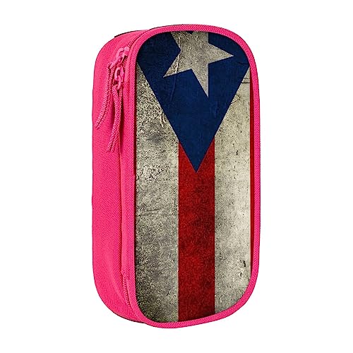 VGFJHNDF Puerto Rico Federmäppchen, Motiv: Flagge von Puerto Rico, Stifteetui, Organizer für Büro, Uni, Schule, Erwachsene, Teenager, Mädchen, Jungen, Schwarz, rose, Einheitsgröße, Make-up-Tasche von VGFJHNDF