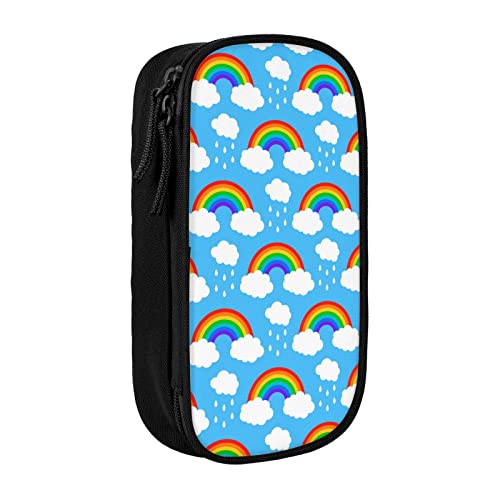 VGFJHNDF Rainbow Clouds Regentropfen-Federmäppchen, Stiftebox, Organizer für Büro, Uni, Schule, Erwachsene, Teenager, Mädchen, Jungen, Schwarz, Schwarz , Einheitsgröße, Make-up-Tasche von VGFJHNDF