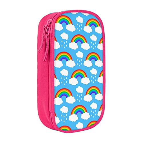 VGFJHNDF Rainbow Clouds Regentropfen-Federmäppchen, Stiftebox, Organizer für Büro, Uni, Schule, Erwachsene, Teenager, Mädchen, Jungen, Schwarz, rose, Einheitsgröße, Make-up-Tasche von VGFJHNDF