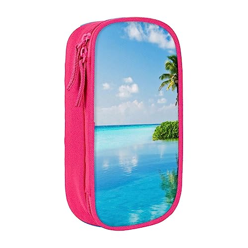 VGFJHNDF Schöne Insel im Meer, Federmäppchen, Stiftebox, Organizer für Büro, Uni, Schule, Erwachsene, Teenager, Mädchen, Jungen, schwarz, rose, Einheitsgröße, Make-up-Tasche von VGFJHNDF