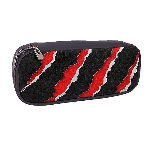 VGFJHNDF Shark Teech Leder Federmäppchen Flip Pencil Box College Schule Stifttasche Tasche Büro Make-up Tasche Organizer für Männer Frauen Mädchen Jungen, Krallenkratzer, Rot, Einheitsgröße, von VGFJHNDF