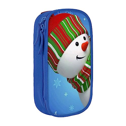 VGFJHNDF Smile Snow Man Federmäppchen Fach Bleistift Box Tasche Organizer für Büro College Schule Erwachsene Teenager Mädchen Jungen Schwarz, blau, Einheitsgröße, Make-up-Tasche von VGFJHNDF