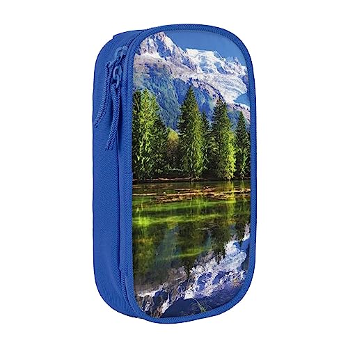 VGFJHNDF Snowy Mountains Federmäppchen mit Fach für Büro, Uni, Schule, Erwachsene, Teenager, Mädchen, Jungen, Schwarz, blau, Einheitsgröße, Make-up-Tasche von VGFJHNDF