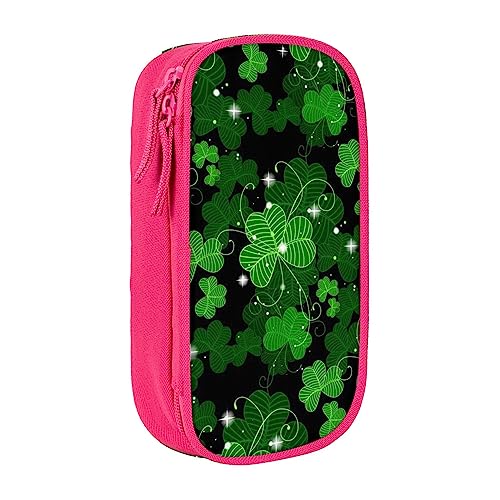 VGFJHNDF St Patricks Day Federmäppchen mit Blättermotiv, für Büro, Uni, Schule, Erwachsene, Teenager, Mädchen, Jungen, Schwarz, rose, Einheitsgröße, Make-up-Tasche von VGFJHNDF