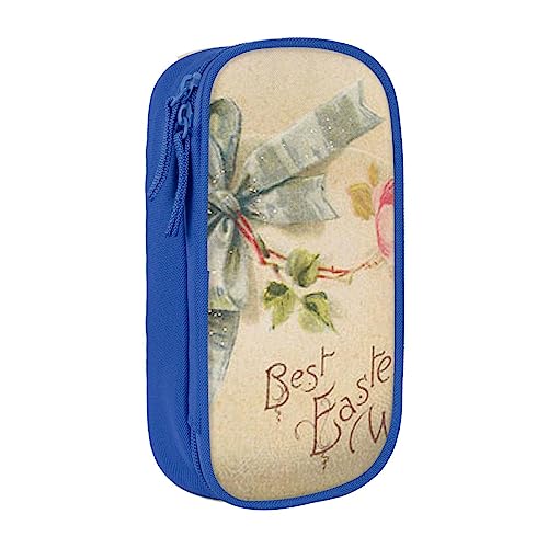 VGFJHNDF Stifteetui mit Aufschrift "Best Easter Wishes", für Büro, Uni, Schule, Erwachsene, Teenager, Mädchen, Jungen, Schwarz, blau, Einheitsgröße, Make-up-Tasche von VGFJHNDF