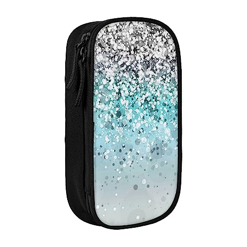 VGFJHNDF Stifteetui mit blauem Glitzer-Hintergrund, für Büro, Uni, Schule, Erwachsene, Teenager, Mädchen, Jungen, Schwarz, Schwarz , Einheitsgröße, Make-up-Tasche von VGFJHNDF