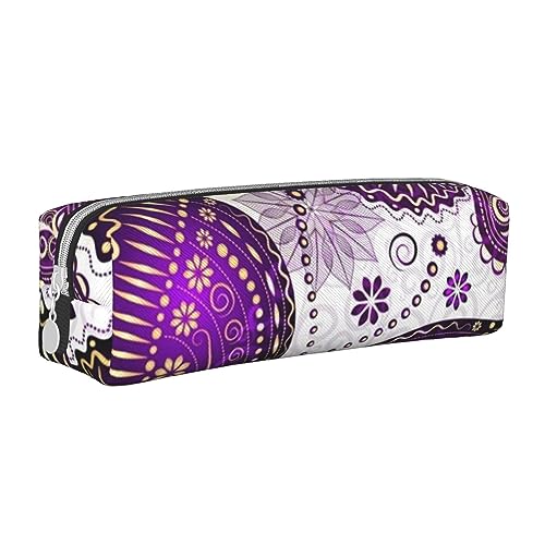 VGFJHNDF Stormy Sea Leder-Federmäppchen mit Reißverschluss – minimalistisches Federmäppchen und Make-up-Tasche für Männer, Frauen, Mädchen, Jungen, Violett-goldene Schmetterlinge, Einheitsgröße, von VGFJHNDF