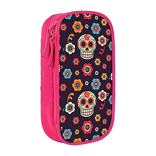 VGFJHNDF Sugar Skulls Federmäppchen, Stifteetui, Organizer für Büro, Uni, Schule, Erwachsene, Teenager, Mädchen, Jungen, Schwarz, rose, Einheitsgröße, Make-up-Tasche von VGFJHNDF