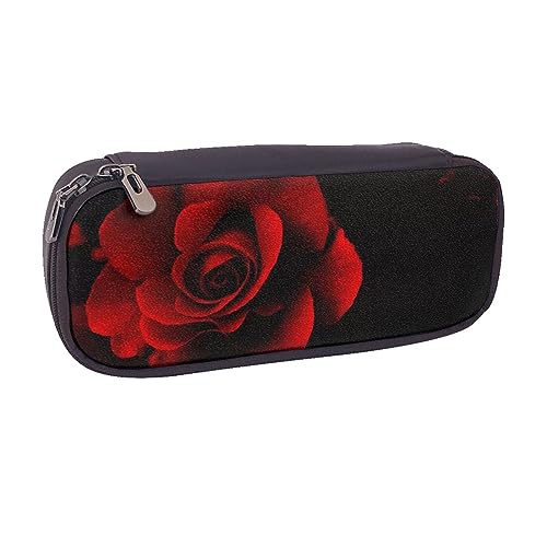 VGFJHNDF Taekwondo Design Leder Federmäppchen Flip Pencil Box College Schule Stifttasche Tasche Büro Make-up Tasche Organizer für Männer Frauen Mädchen Jungen, rote rose, Einheitsgröße, Make-up-Tasche von VGFJHNDF