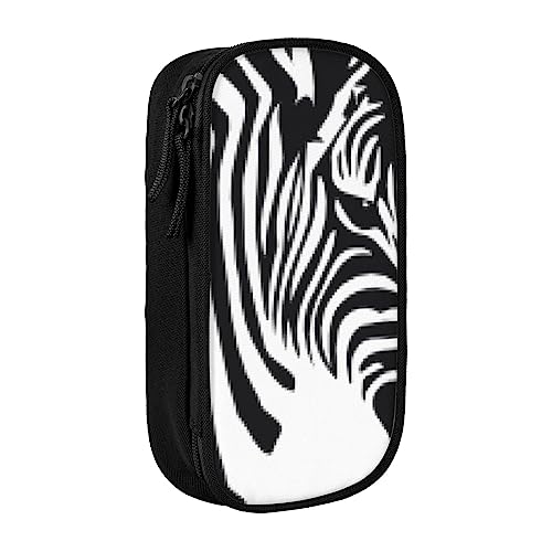 VGFJHNDF Zebra-Federmäppchen mit Fach für Büro, Uni, Schule, Erwachsene, Teenager, Mädchen, Jungen, Schwarz, Schwarz , Einheitsgröße, Make-up-Tasche von VGFJHNDF