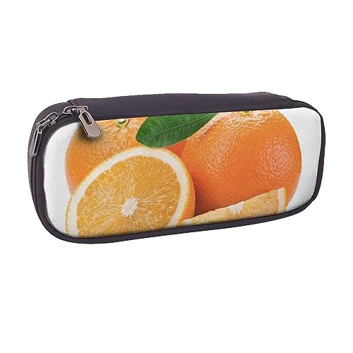 VGFJHNDF Zwei Giraffen-Leder-Federmäppchen, Flip-Bleistiftbox, College, Schule, Stifttasche, Tasche, Büro, Make-up-Tasche, Organizer für Männer, Frauen, Mädchen, Jungen, Orange, Einheitsgröße, von VGFJHNDF