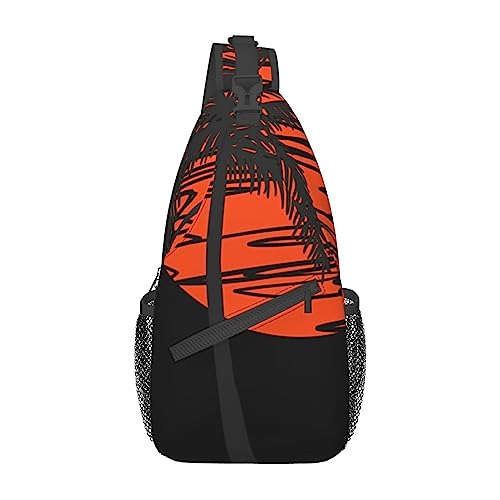 Vampires Mouth1 Sling Bag Travel Crossbody Rucksack Brusttasche für Männer Frauen, verstellbare linke und rechte Schultern, Wandern, Casual Daypack, Illustration von Palmen, Einheitsgröße von VGFJHNDF