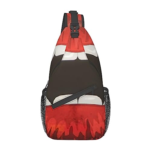 Vampires Mouth1 Sling Bag Travel Crossbody Rucksack Brusttasche für Männer Frauen, verstellbare linke und rechte Schultern, Wandern, Casual Daypack, Vampire Mouth1, Einheitsgröße von VGFJHNDF