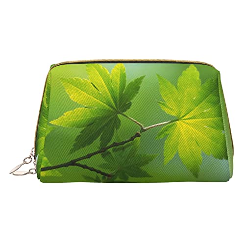 Verlockende Kirschblüten Bedruckte Leder Make-up Tasche für Frauen Mädchen - Kleine Tragbare Reise Kosmetik Organizer Kulturbeutel, Hd Green Nature, Einheitsgröße von VGFJHNDF