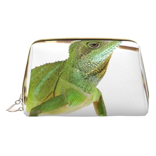 Verlockende Kirschblüten Bedruckte Leder Make-up Tasche für Frauen Mädchen - Kleine Tragbare Reise Kosmetik Organizer Kulturbeutel, Lizard HD, Einheitsgröße von VGFJHNDF