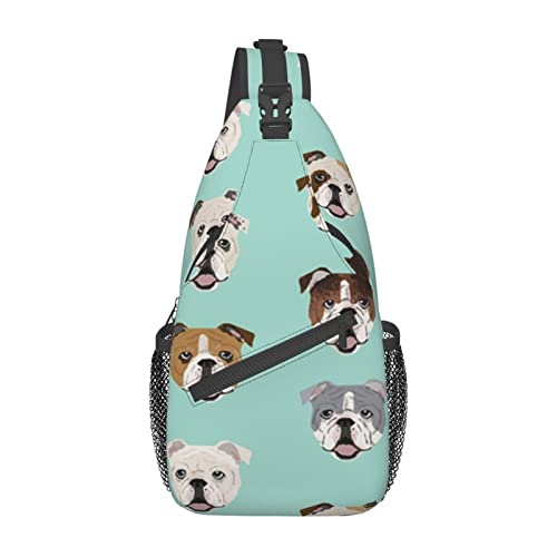 Weihnachtsmann-Schultertasche, Reise-Umhängetasche, Brusttasche, Brusttasche, für Männer und Frauen, verstellbare linke und rechte Schultern, Wandern, lässiger Tagesrucksack, Lustiger englischer Hund, Einheitsgröße von VGFJHNDF