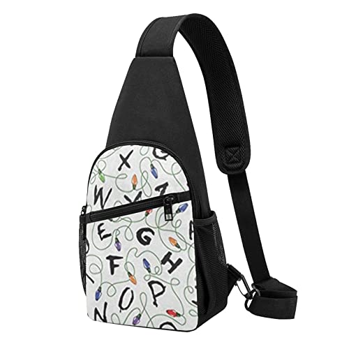 Weiße Hundetasche, Crossbody-Rucksack, Brusttasche für Männer und Frauen, verstellbare linke und rechte Schulter, Wandern, lässiger Tagesrucksack, Charakter-Streifen, Einheitsgröße von VGFJHNDF