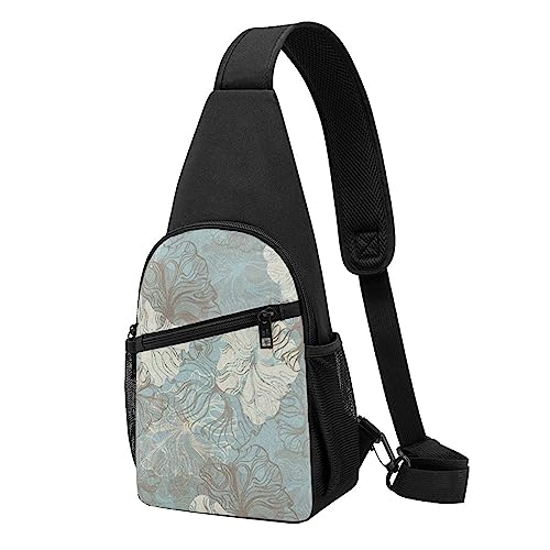 Wimpern-Schultertasche, Crossbody-Rucksack, Brusttasche für Männer und Frauen, verstellbare linke und rechte Schulter, Wandern, lässiger Tagesrucksack, Blue Grace Floral, Einheitsgröße von VGFJHNDF