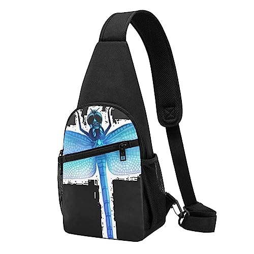 Wimpern-Schultertasche, Crossbody-Rucksack, Brusttasche für Männer und Frauen, verstellbare linke und rechte Schulter, Wandern, lässiger Tagesrucksack, libelle, Einheitsgröße von VGFJHNDF