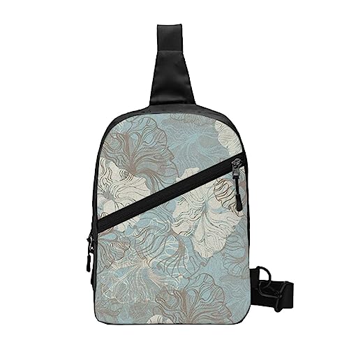 Wimpern-Schultertasche, faltbar, Crossbody-Rucksack, Brusttasche für Männer und Frauen, verstellbare linke und rechte Schulter, Sport, lässiger Tagesrucksack, Blue Grace Floral, Einheitsgröße von VGFJHNDF