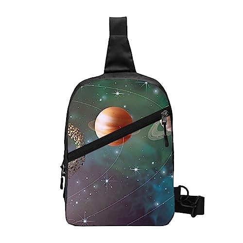 Wimpern-Schultertasche, faltbar, Crossbody-Rucksack, Brusttasche für Männer und Frauen, verstellbare linke und rechte Schulter, Sport, lässiger Tagesrucksack, Planet Space System, Einheitsgröße von VGFJHNDF