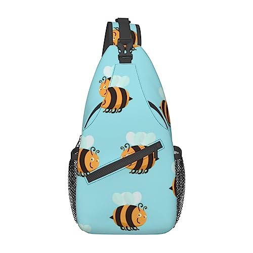 Wings Eyes Cartoon Sling Bag Travel Crossbody Rucksack Chest Pack für Männer Frauen, verstellbare linke und rechte Schultern Wandern Casual Daypack, Cartoon Bee Muster, Einheitsgröße von VGFJHNDF