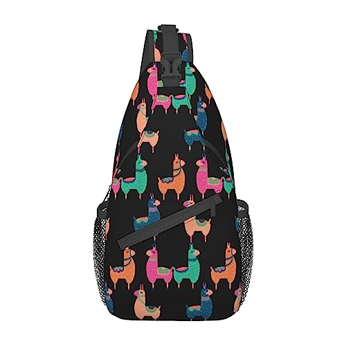 Wings Eyes Cartoon Sling Bag Travel Crossbody Rucksack Chest Pack für Männer Frauen, verstellbare linke und rechte Schultern Wandern Casual Daypack, Niedliches Llama Cartoon, Einheitsgröße von VGFJHNDF