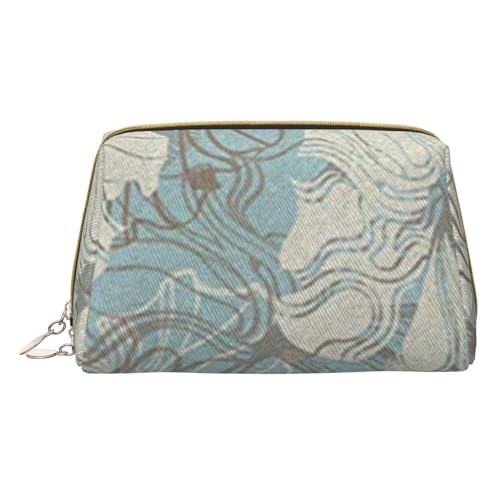 Within The Tides Bedruckte Make-up-Tasche aus Leder für Damen und Mädchen – kleine tragbare Reise-Kosmetiktasche, Blue Grace Floral, Einheitsgröße von VGFJHNDF