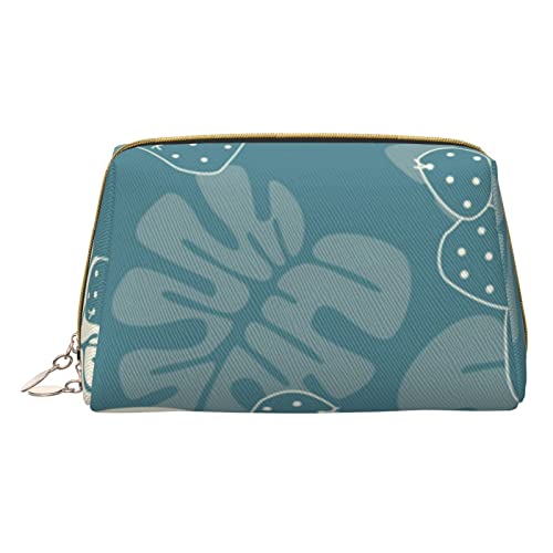 Within The Tides Bedruckte Make-up-Tasche aus Leder für Damen und Mädchen – kleine tragbare Reise-Kosmetiktasche, Luxuriöse süße Blätter, Einheitsgröße von VGFJHNDF