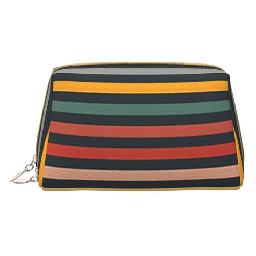 Within The Tides Bedruckte Make-up-Tasche aus Leder für Damen und Mädchen – kleine tragbare Reise-Kosmetiktasche, Modisch gestreift, Einheitsgröße von VGFJHNDF