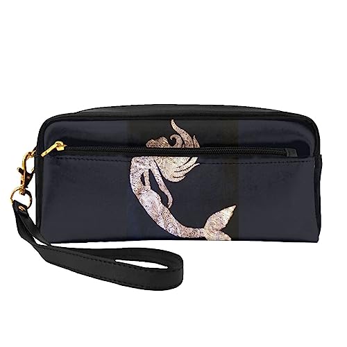 Within The Tides Reise-Make-up-Tasche mit Griffschlaufe – weiches und vielseitiges PU-Leder, tragbare Kosmetiktasche für Damen und Mädchen, Geschenk, Schwarz Meerjungfrau, Einheitsgröße von VGFJHNDF