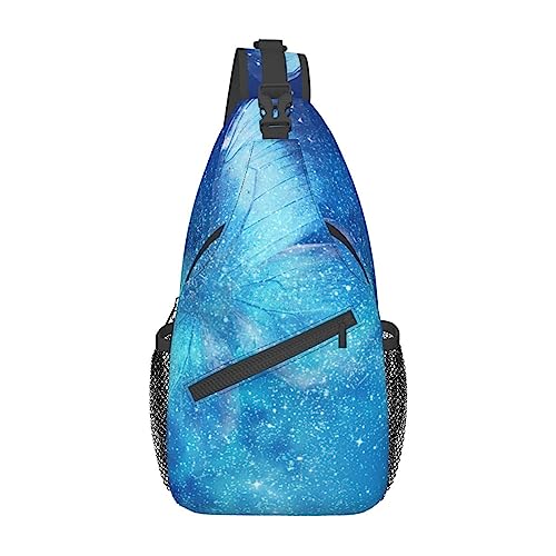 You are My Sunflower Sling Bag Travel Crossbody Backpack Chest Pack for Men Women, Adjustable Left and Right Shoulders Hiking Casual Daypack, Blau Sternenschmetterling, Einheitsgröße von VGFJHNDF