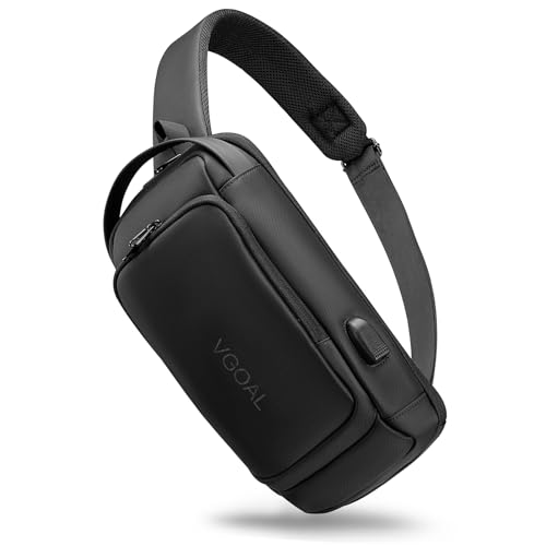 VGOAL 13.3Inch Laptop Sling Bag Crossbody Messenger Bag mit USB-Ladeanschluss Ipad Cross Bag Anti-Diebstahl Reise Wandern Wasserdicht Einzelne Umhängetasche für Männer und Frauen von VGOAL