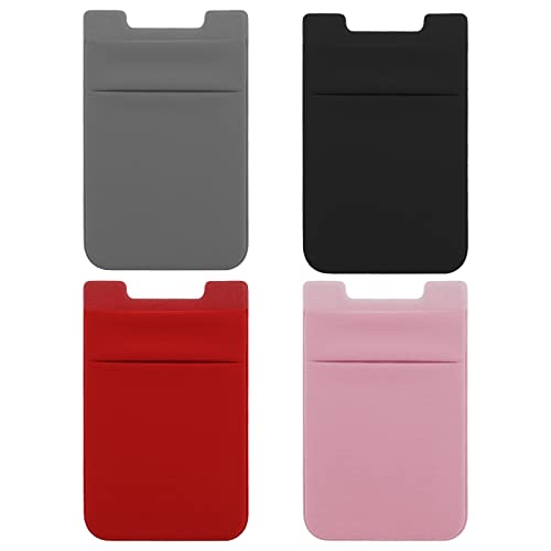 VGOL 4 Stück Handy Kartenhalter Kartenetui Kartenfach Zum Aufkleben Selbstklebende Tasche für Kreditkarten Ausweis Wechselgeld, Mehrfarbig von VGOL