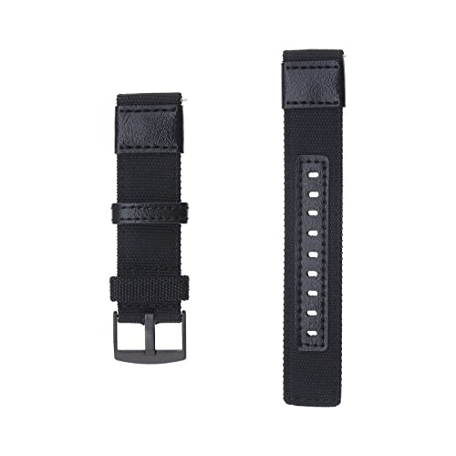 VGOL Canvas Uhrenarmband für 145-200 mm Handgelenkumfang Schnellverschluss Uhrenarmband Ersatz Sport Armband mit Edelstahl Schnalle schwarz 22 mm von VGOL