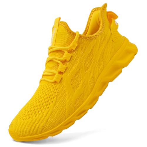 VGPSFN Damen Slip-On Outdoor Sneakers Leichte & Atmungsaktive Sportschuhe Alltagstaugliche Freizeitschuhe Bequeme Schuhe Mit Flacher Sohle Für Straßenlauf Wandern Training Gelb EU 39 von VGPSFN