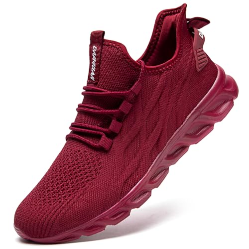 VGPSFN Damen Slip-On Outdoor Sneakers Leichte & Atmungsaktive Sportschuhe Alltagstaugliche Freizeitschuhe Bequeme Schuhe Mit Flacher Sohle Für Straßenlauf Wandern Training Rotwein EU 42 von VGPSFN